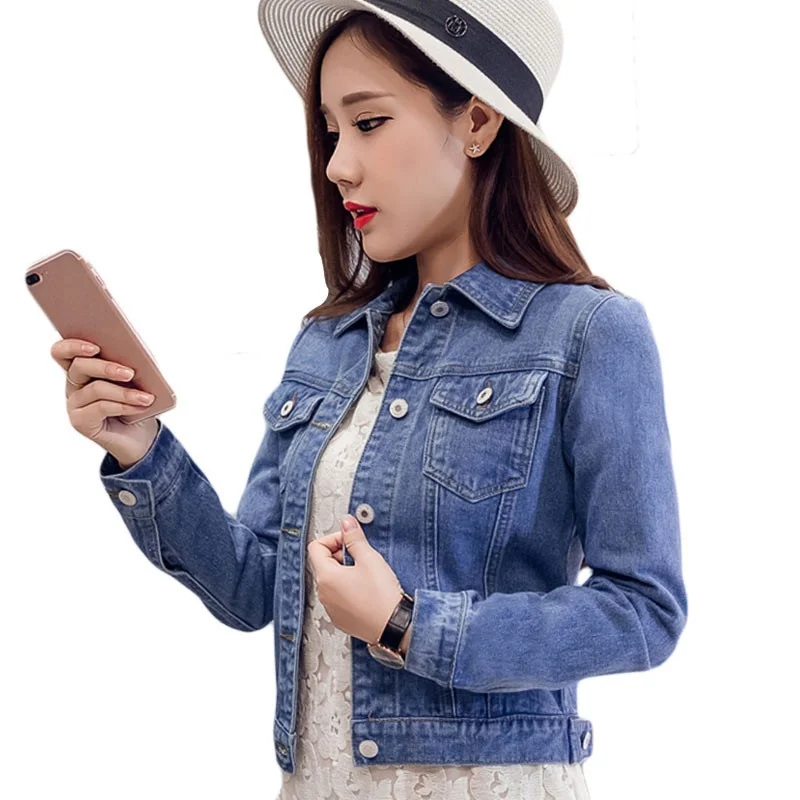 

Autumn Jeans Jacket and Coats for Women Candy Color Casual Short Denim Chaqueta Mujer Casaco Jaqueta Feminina
