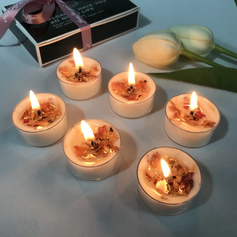 1box/6PCS Tea wax WeddingDecoration Scented Candle Natural Soy Wax Rose petal plant essential oil，Gift for Lover Birthday party - купить по