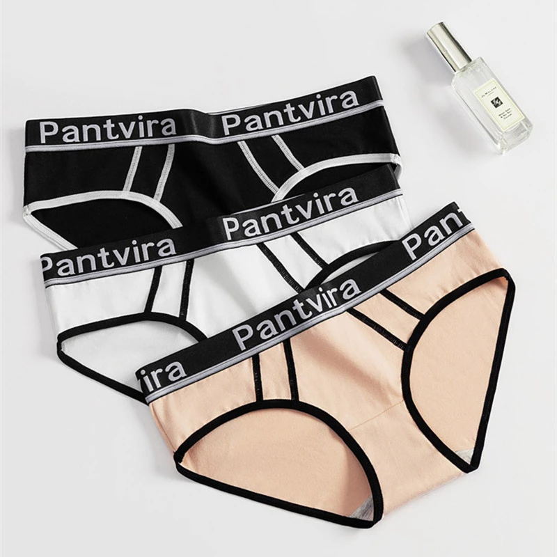 

Sports Style Cotton Panties Soft Female Underwear Simple Comfortable Panties for Women Low Waist Woman Underpants Letter Belt