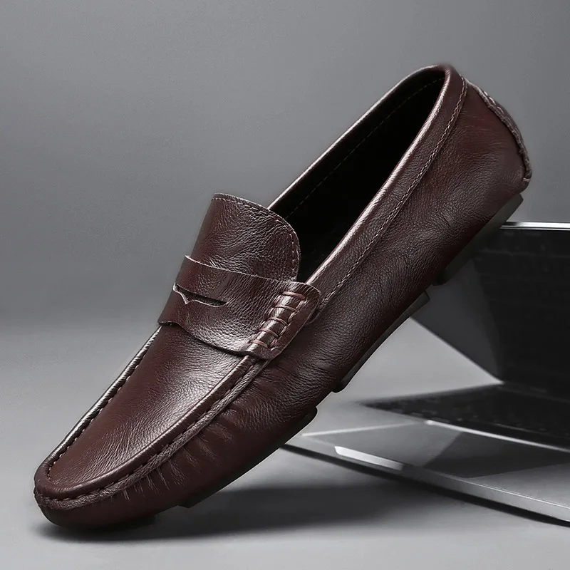 

Брендовые модные лоферы, мужская повседневная обувь без шнуровки, удобная обувь для вождения для мужчин, черные, коричневые кожаные туфли для мужчин
