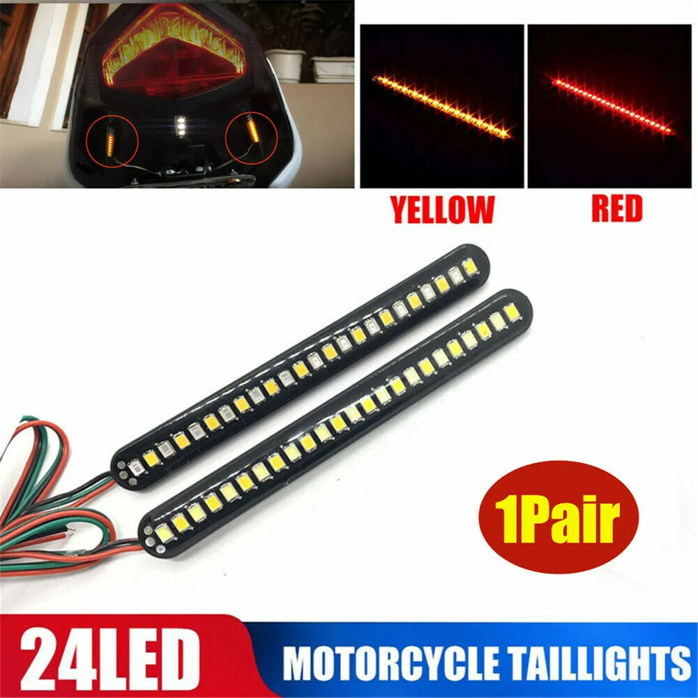 

2PCS 24LED Motorcycle Parts Trailer Truck Tailgate Light Bar Rear Brake Tail Flowing Turn Signal 3014SMD Indicators Tools