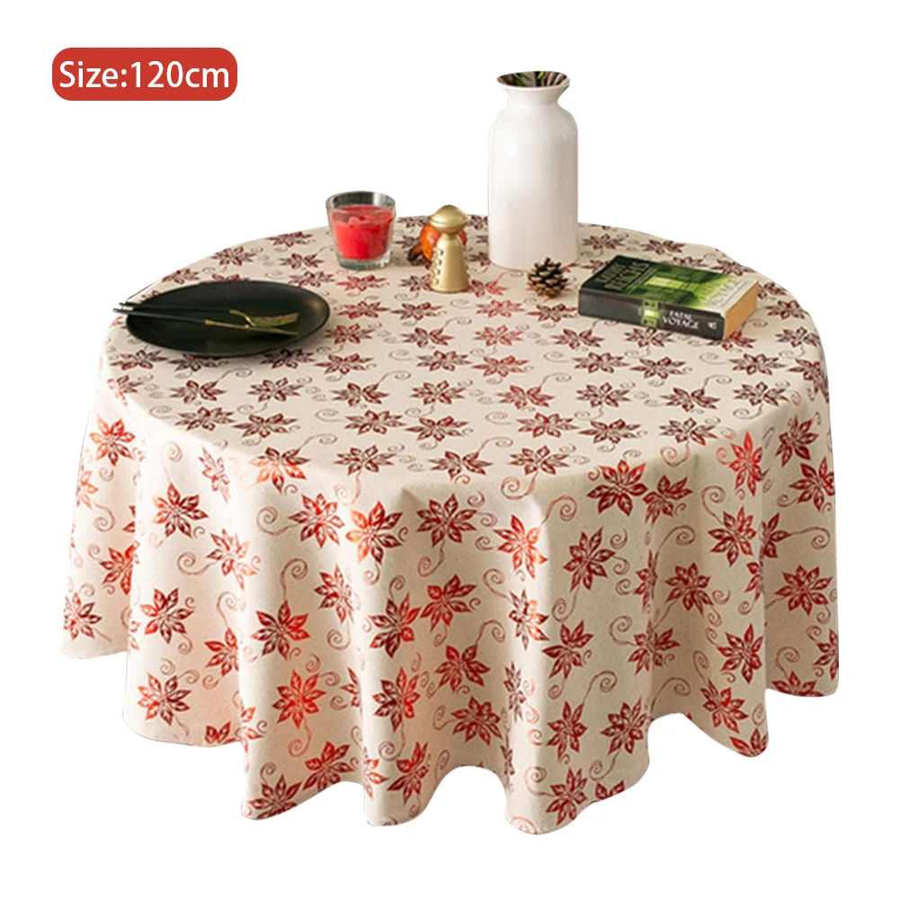 

Festival Dinning Christmas Decoration Printed Protective Table Cloth Dinner Party Round Cotton And Linen Home Hotel Anti-dirt