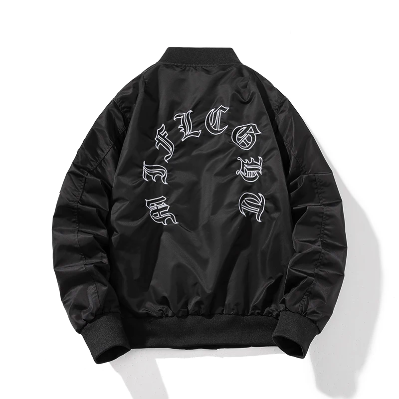 Bomber Jacket Men 2022 Fashion Harajuku Streetwear Hip Hop Embroidered Air Force Pilot Coat Casual Stand Collar Baseball Uniform