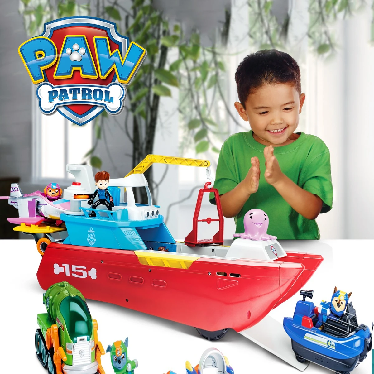 

Paw Patrol Sea Rescue Yacht Pat Patrouille Toy Rescue Big Bus Toys Puppy Toy for Kid Gift Action Figures Model Ryder Vehicle Car