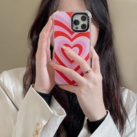 cute pink love heart rainbow transparent phone case for iphone 11 12 13 pro xs max xr x 7 8 puls se 2 shockproof soft tpu cover
