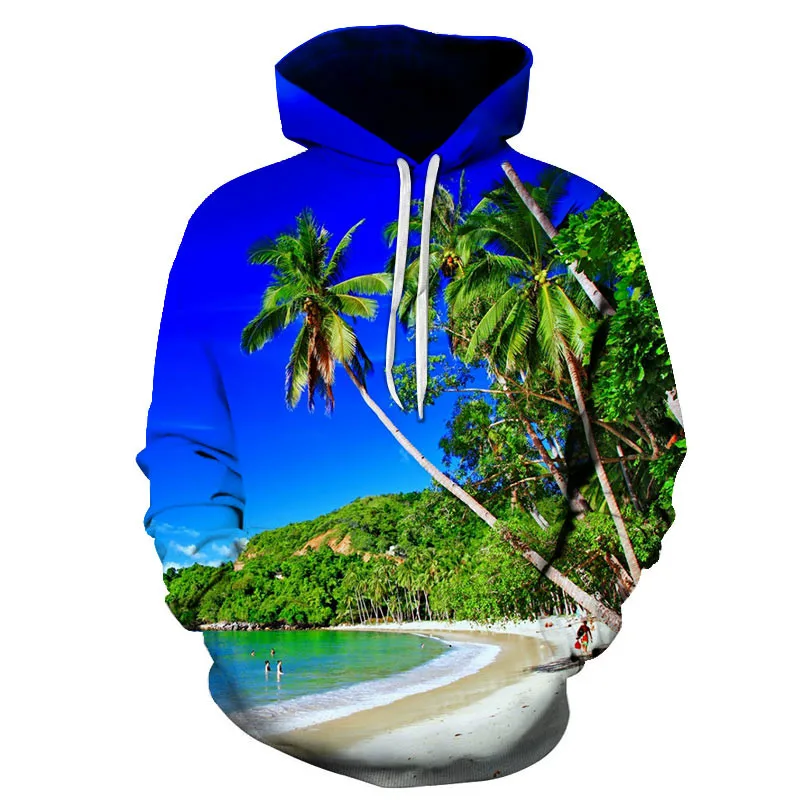 

2022 Autumn And Winter New Men's Funny Casual Pullover 3D Printing Cool Sunny Beach Street Hoodie Hot Sale Tops