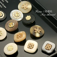 6pcs resin metal gold sewing buttons for clothing fashion blouse women dress sweater decor suit button accessories needlework