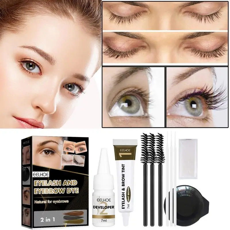 

Sdotter 2 In 1 Professional Eyelashes Eyebrow Tinting Kit Long Lasting Fast Dye High Quality Color Eyebrows Cream Lashes Dye Set