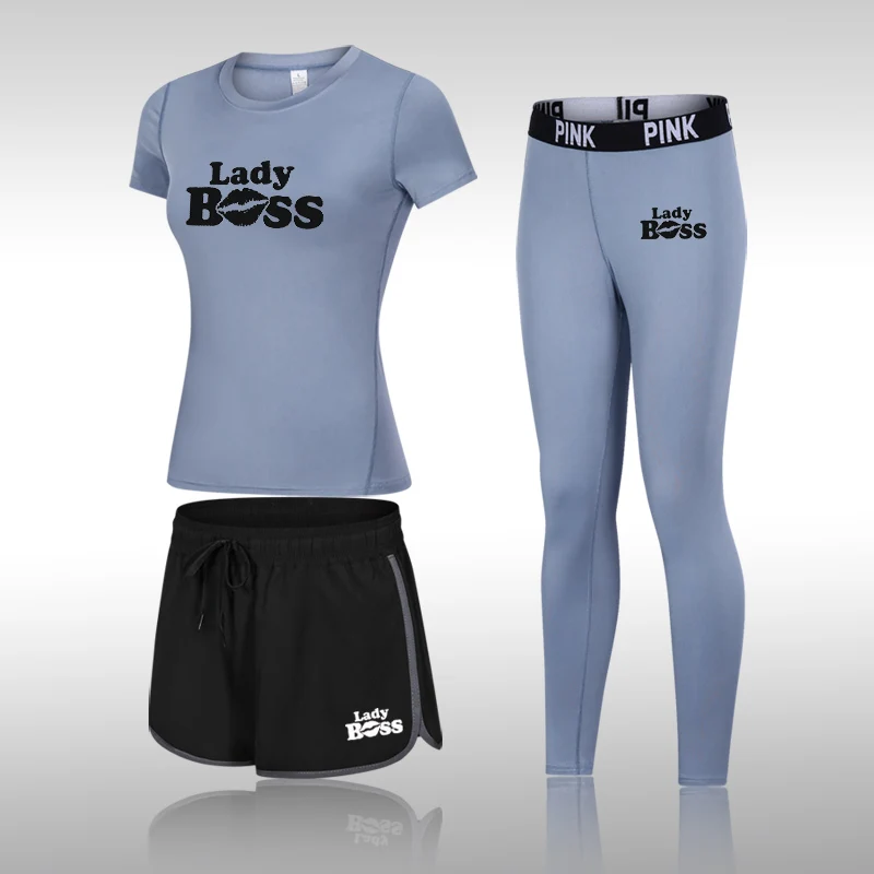 

3Piece New Women Gym Sets Yoga Set Gym Clothes Quick Dry Shirt + Breathable Leggings Workout Sports Suit Compression Active Wear