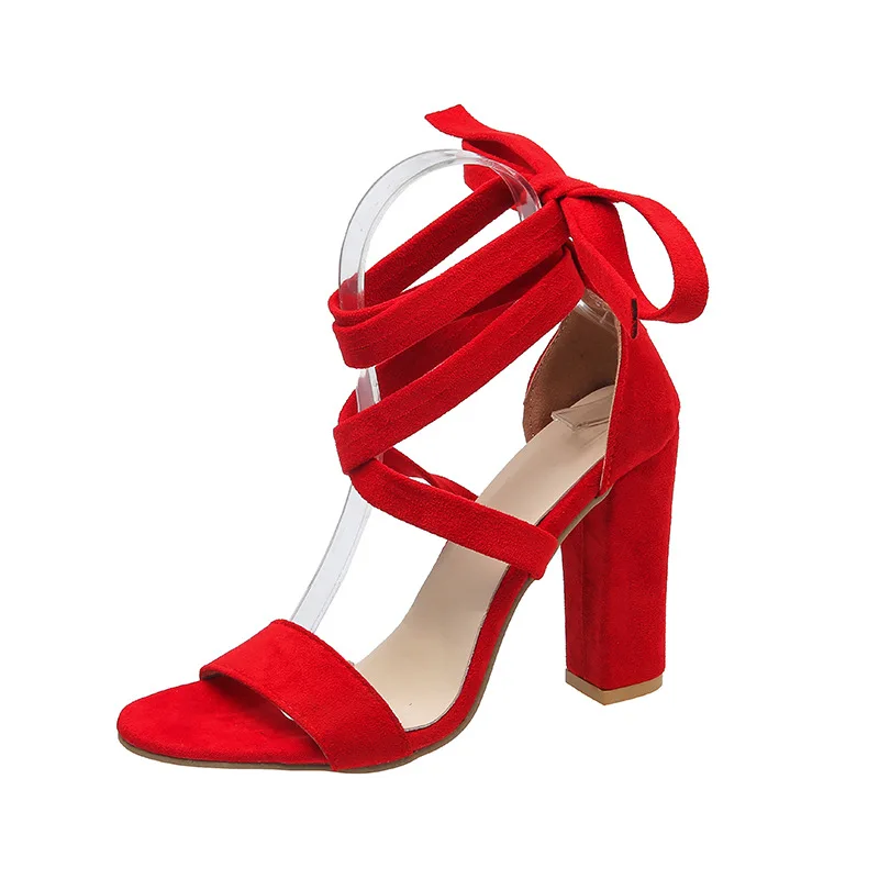 

Fashion Women Sandals 2021 Summer New Solid Color Open Toe Straps Thick Heel High Heel Comfortable Women's Shoes Large Size