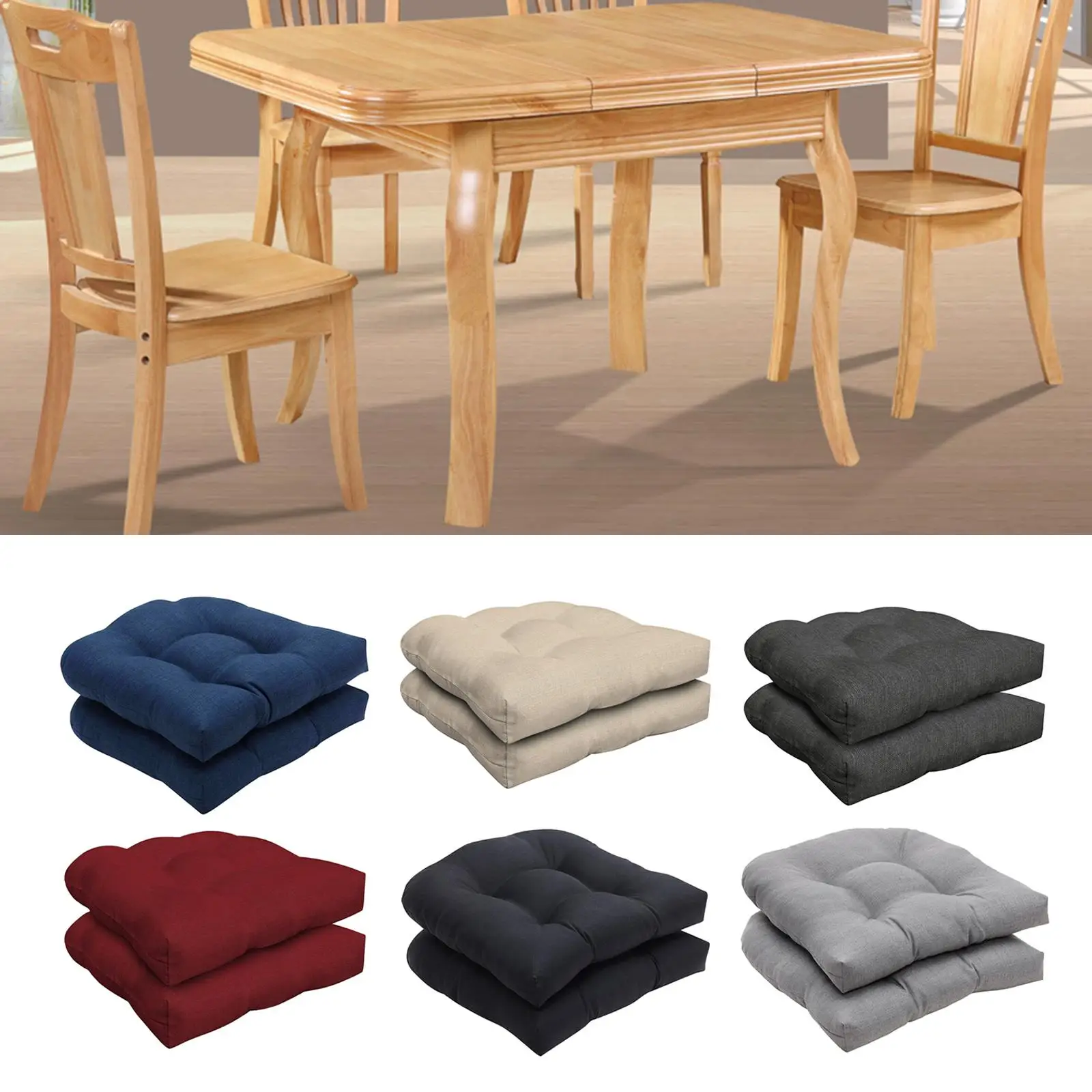 

2pcs Tufted Chair Seat Cushions Soft Cushion Pad 19" x 19" Outdoor/Indoor for Home Office Car