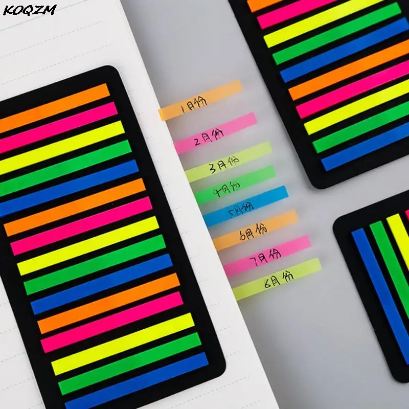 

300pcs Color Transparent Fluorescent Index Tabs Flags Sticky Note for Page Marker Planner Stickers Office School Stationery 2022