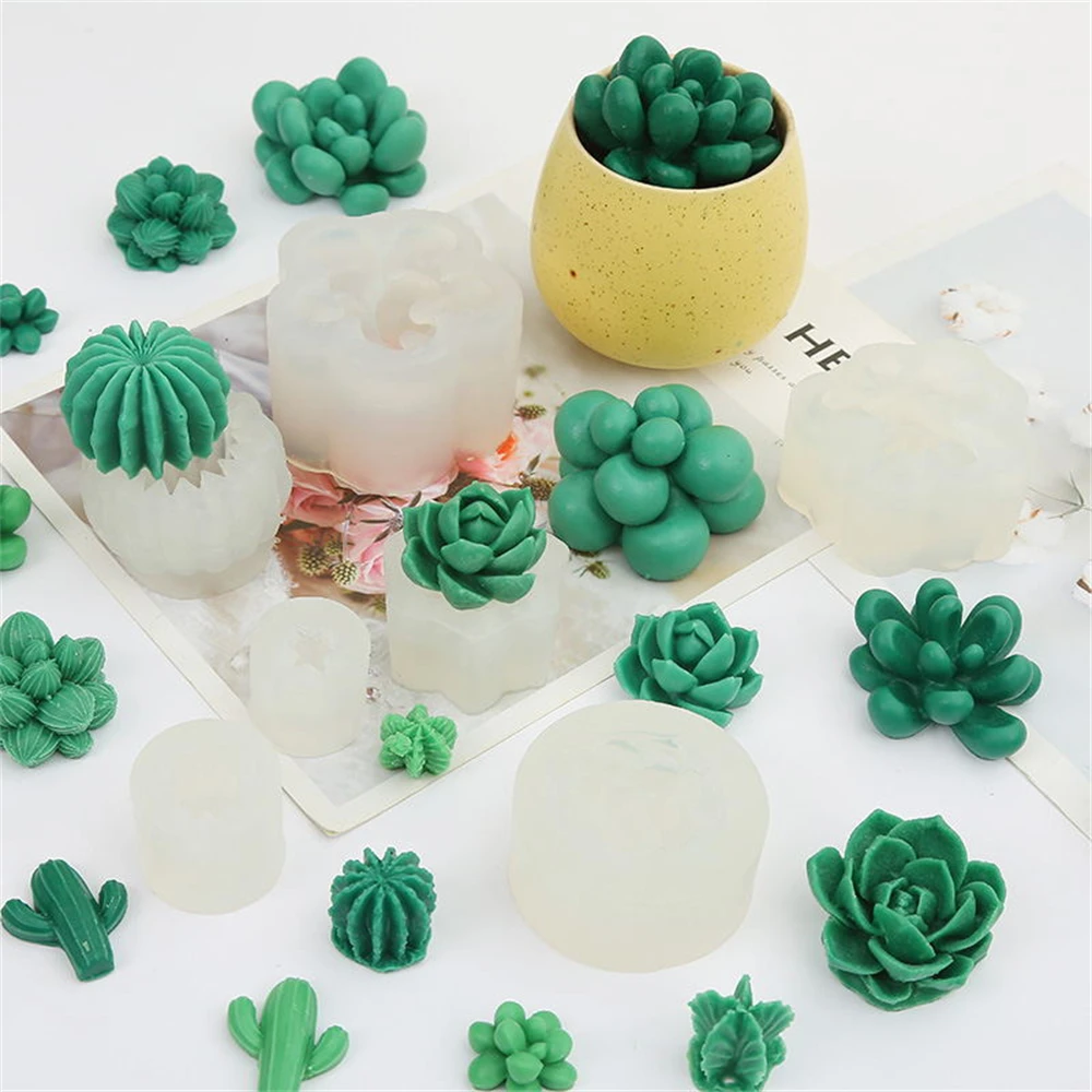 

3D Succulent Cactus Tree Silicone Mold Fondant Cake Baking Molds UV Resin Cupcake Epoxy Sugar Plaster Clay Soap Mould Decorating