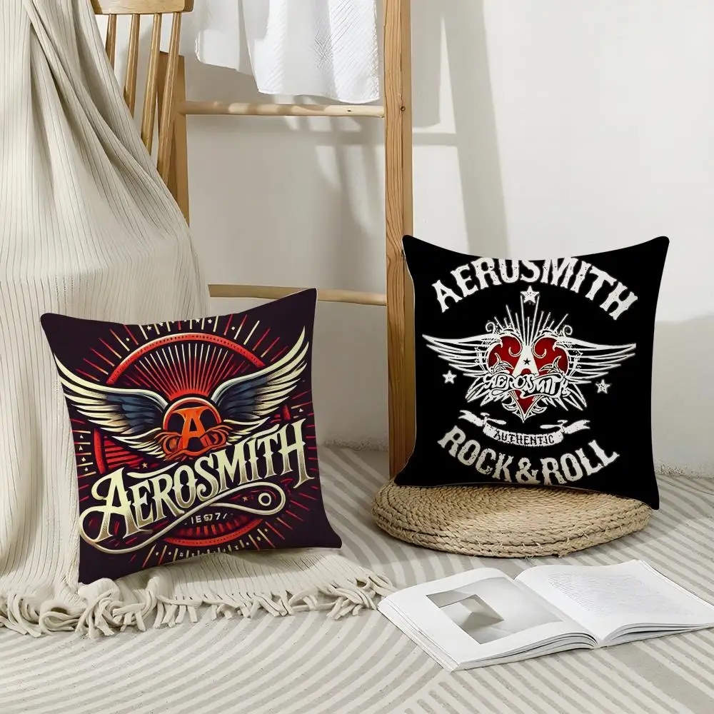 Фото Чехол для подушки Band A-Aerosmith, дышащая льняная наволочка, летняя, без запаха, экологически чистая, с невидимой молнией, моющаяся. №4