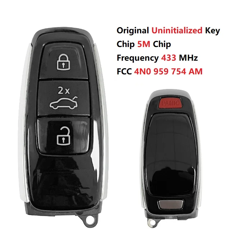

CN 008017 Оригинальный ключ High Uninitialized, чип 433 МГц, 5 м, 4 кнопки для A8 2017-2021 MLB Smart Key, подходит для VVDI и KYDZ FCC 4N0 959 754