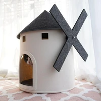 nordic windmill house cat bed cave pet dog soft felt cat mat basket house pet cushion kennel house sleeping bed for cats