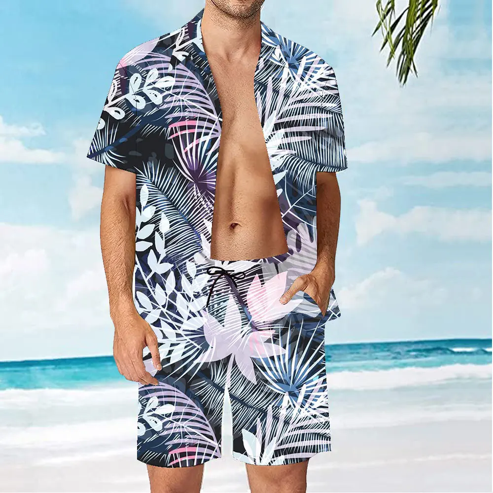 

Men's Fashion Y2K T-Shirt Hawaii Shirt Shorts 3D Printing Comfortable Casual Beach Single Button Short Sleeve Shorts Set 19