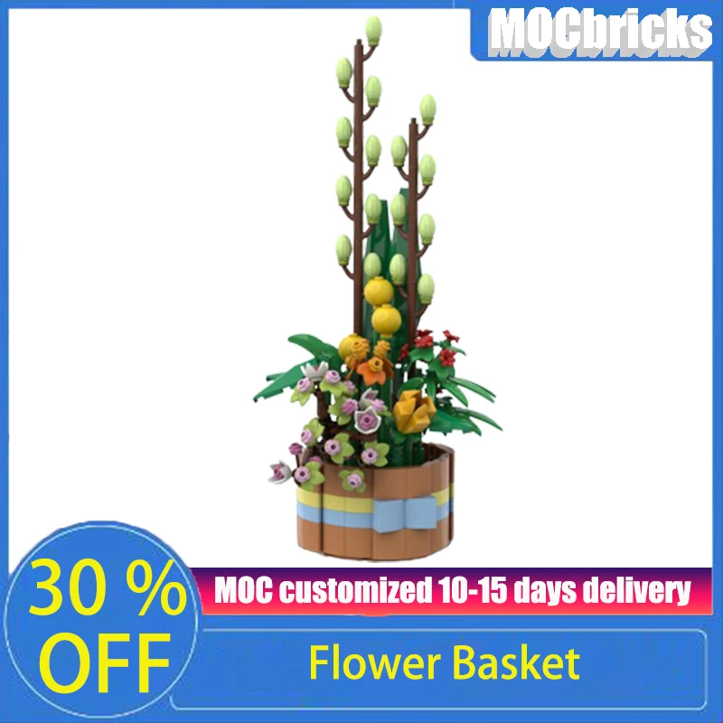 

430 Pcs Moc Flower Basket Building Blocks Model Series Technical Bricks DIY Assembly Construction Toys for Childr Holiday Gifts