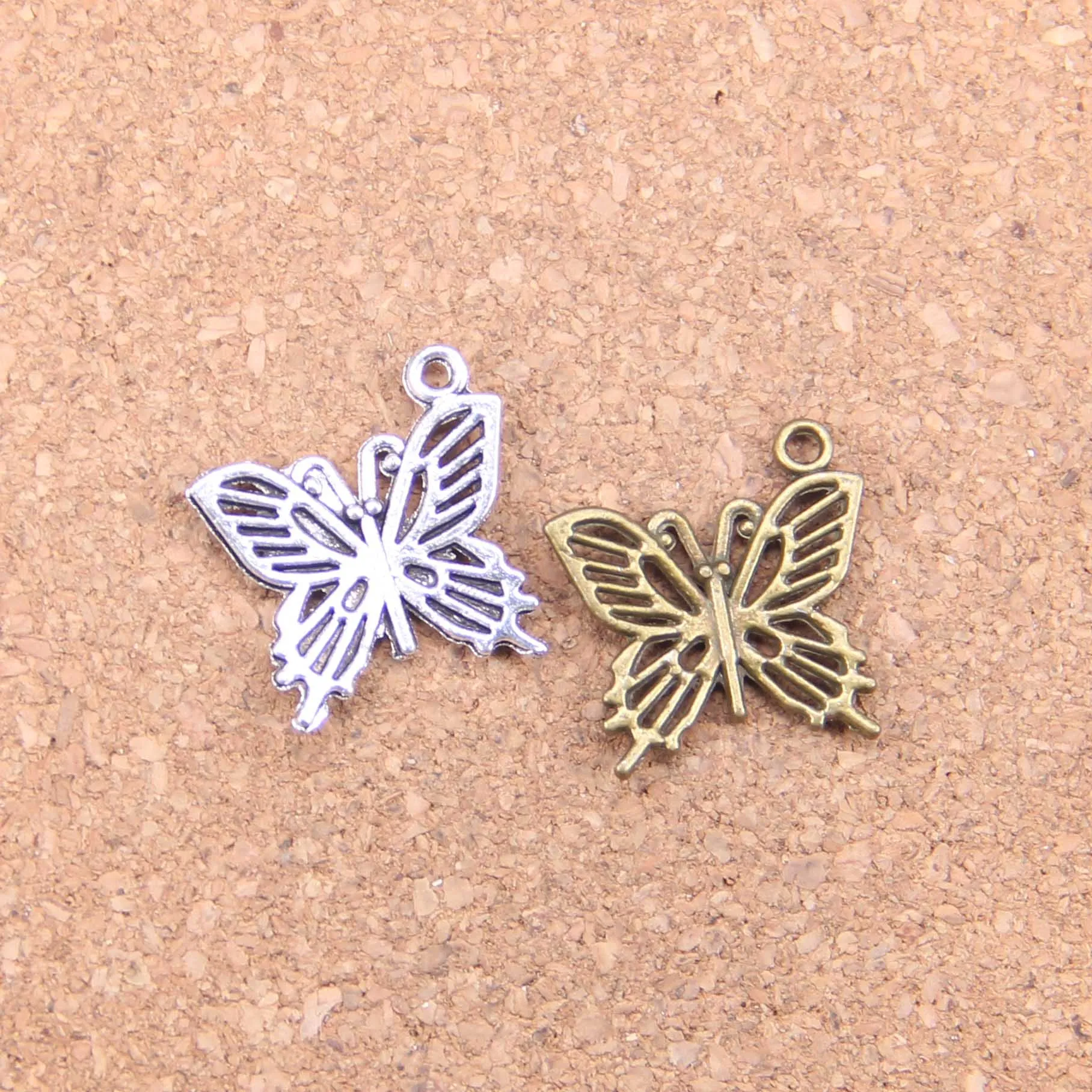 

96pcs Charms hollow butterfly 20x19mm Antique Pendants,Vintage Tibetan Silver Jewelry,DIY for bracelet necklace