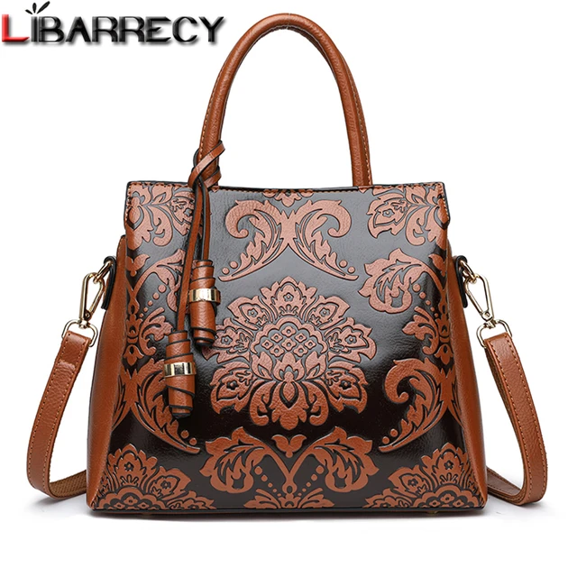 Solid Color Flower Pattern Design Women's Handbag Fashion Tassel Ladies Shoulder Bag High Quality Leather Women Crossbody Bags 1