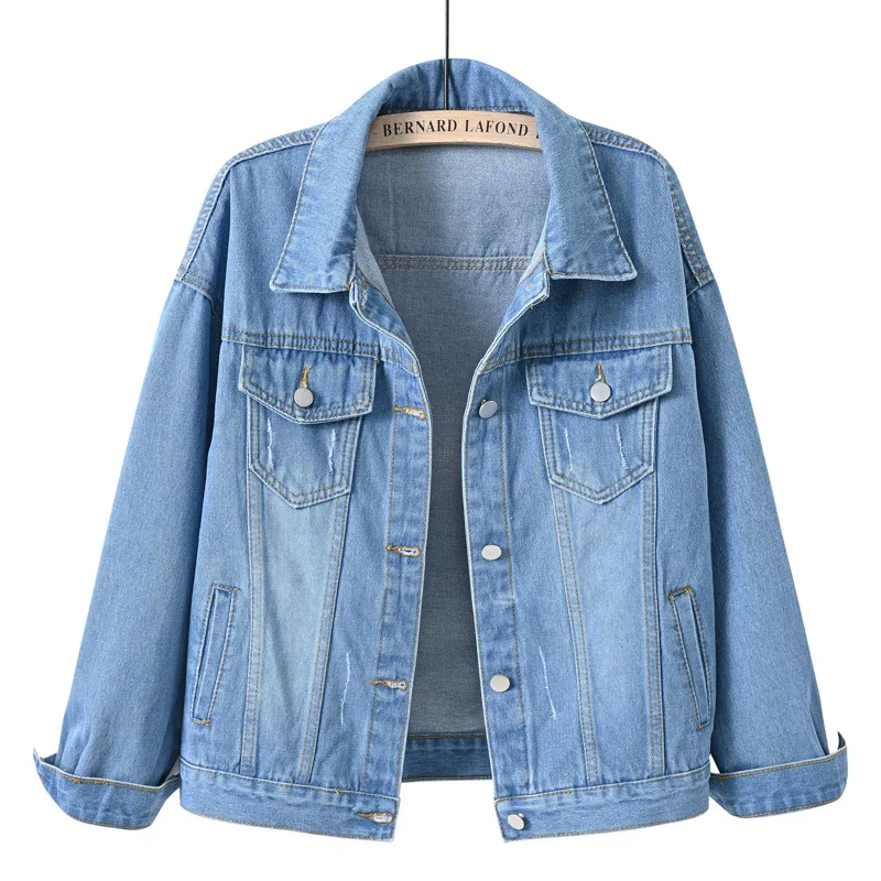 Women's Denim Jacket Spring Autumn Short Coat Pink Jean Jackets Casual Tops Purple Yellow White Loose Tops Lady Outerwear Jacket