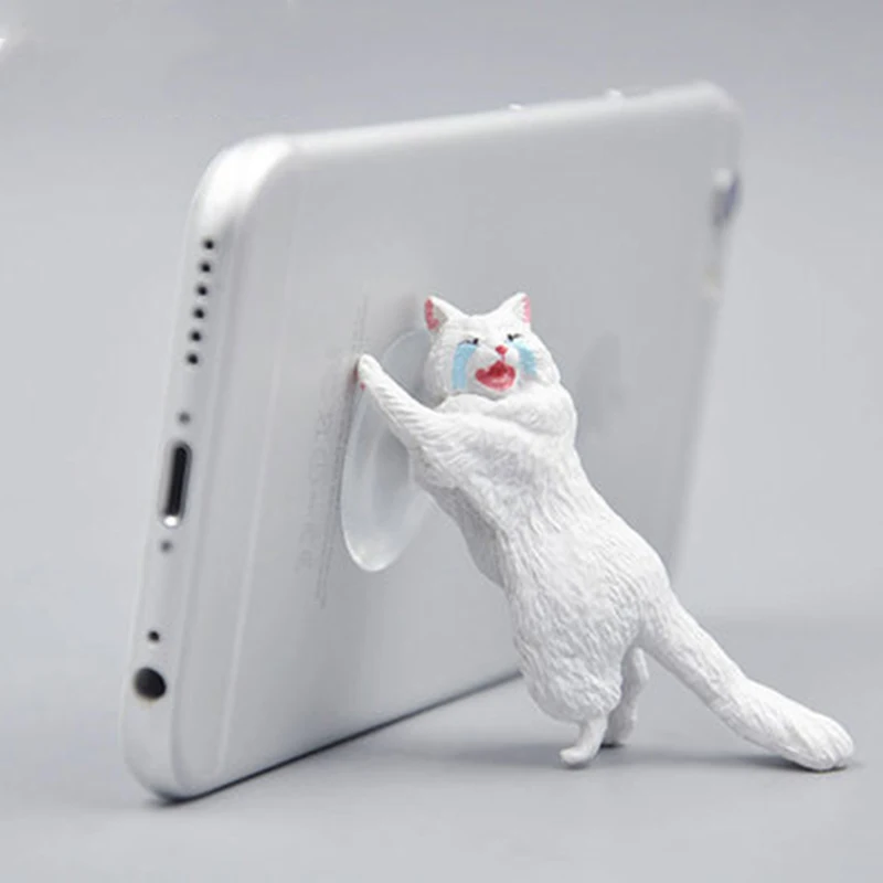 

Cute Cat Phone Holder Tablets Desk Sucker Support Resin Mobile Phone Stand Holder Sucker Design Animal Holder For Smartphone