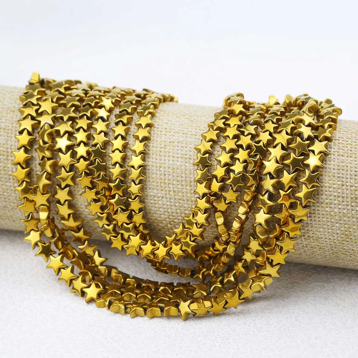 Гальванические золотые изогнутые пентаграммы гематитовый камень свободные