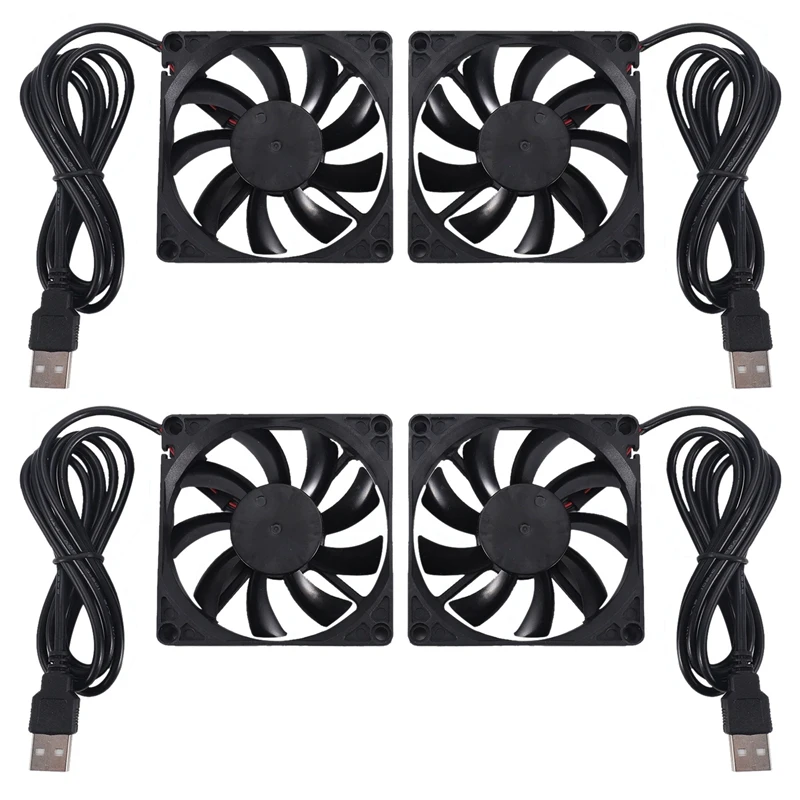 

80Mm 5V USB Fan 80Mm 8Cm 8015 Brushless DC Cooling Fan PC Computer Router Case Fan Cooler 4Pcs