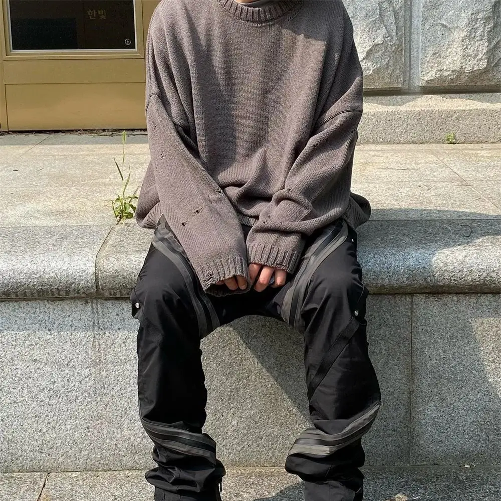 Новинка 2023 от Undermycar модный брендовый изношенный большой свободный свитер с