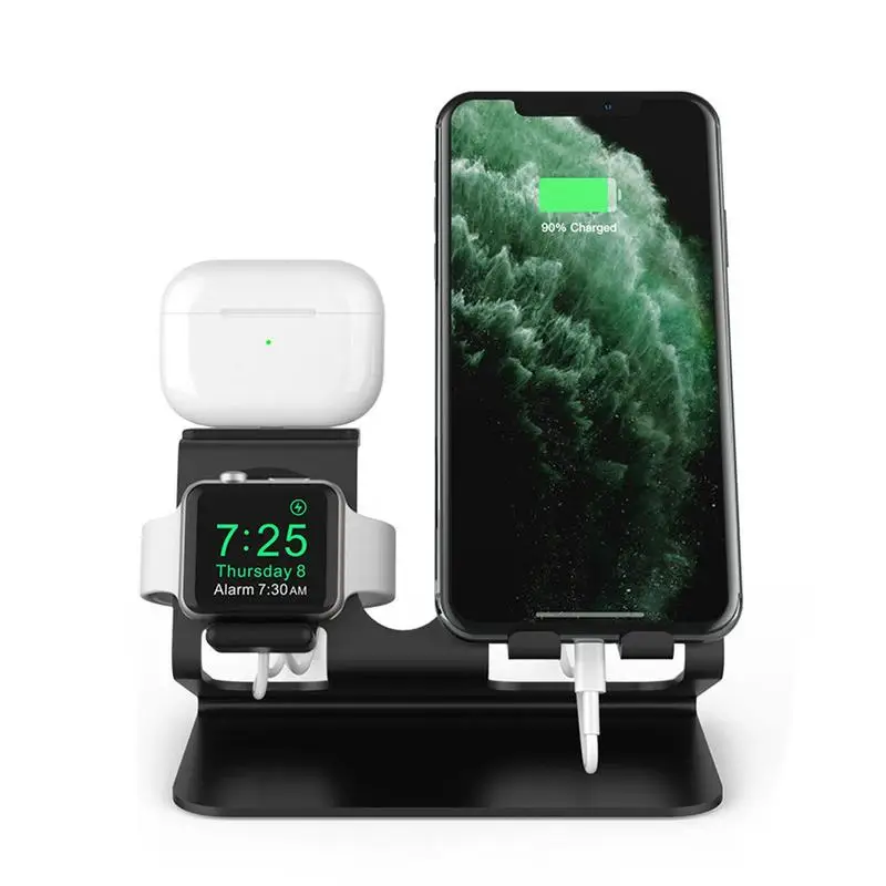 

Fast Charger 3 In 1 Aluminum Charging Dock Station For AirPodss Non-slip And Scratch-resistant Durable Charge