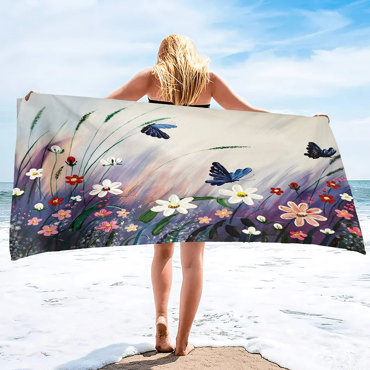 

Абстрактное полотенце с изображением бабочек, пляжа, бассейна, литературного рисунка насекомых, полотенце из полиэстера, пляжное полотенце для отеля, спа, ванной, тренажерного зала