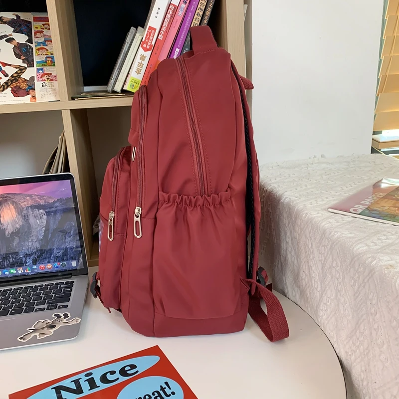 Est Kawaii 100% Waterproof Nylon Transparent PVC Flap Pocket Women School Backpack Girls Schoolbag Casual Bolsa Mochila Bags