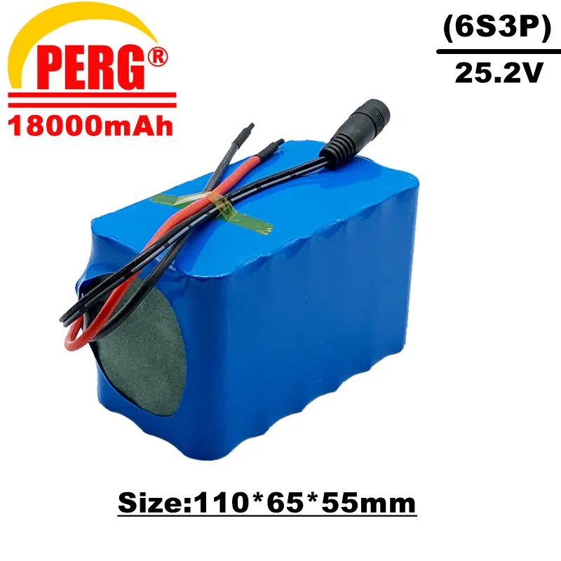 

Batterie lithium - ion 24V, 6s3p, 25,2v, 18000mah, protection BMS intégrée, pour GPS, chariot de golf, vélo électrique, etc.