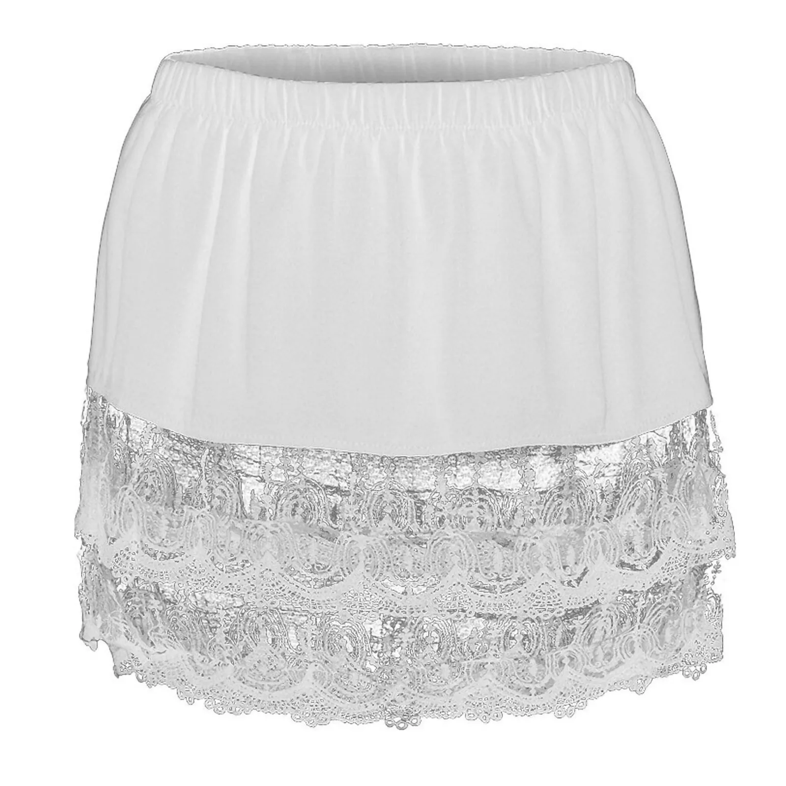 

Layered Slip Skirt Half Lace Plus Extender Sheer Size Tiered Trim Women's Skirt