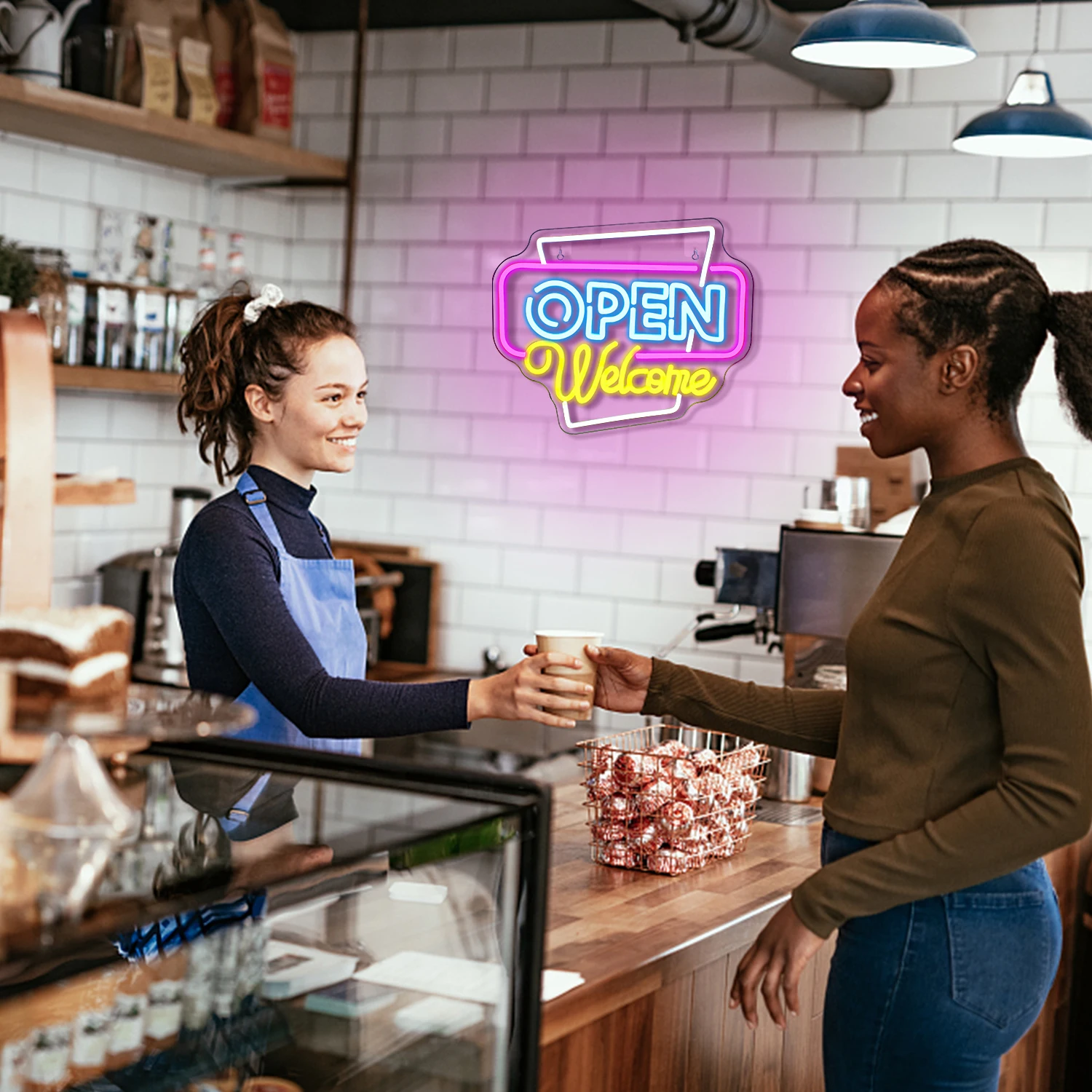 Открытая неоновая светодиодная вывеска открытая для украшения неоновых