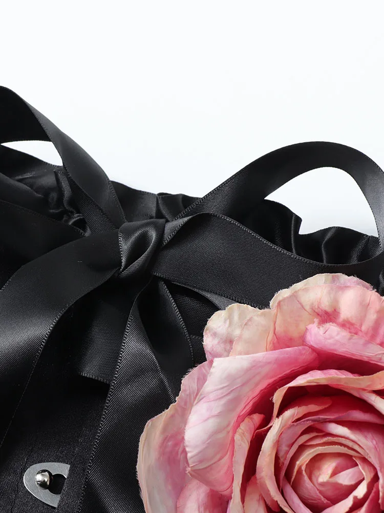 Женская Черная Готическая майка Kpop винтажная кокетка 3D Цветочная кофта с