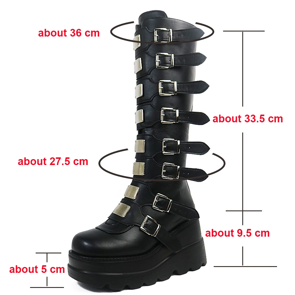 Big Size 43 woman boot Brand Punk Goth Platform Motorcyle Wedges Women's Boots Zip Buckle Trendy Luxury Cosplay Fashion Shoes images - 6