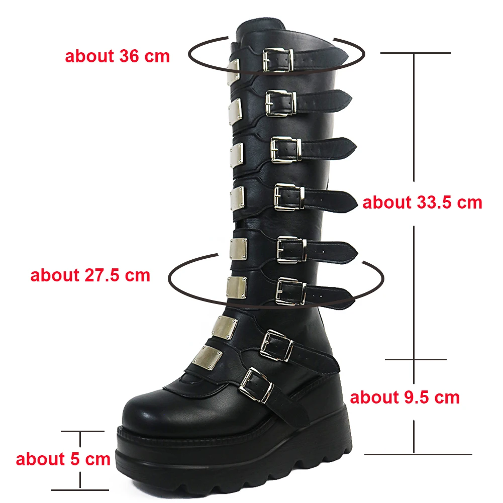 Big Size 43 woman boot Brand Punk Goth Platform Motorcyle Wedges Women's Boots Zip Buckle Trendy Luxury Cosplay Fashion Shoes