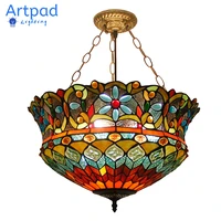 tiffany stained glass lampshade pendant lights vintage hanging lamp for dining room kitchen light fixtures home art decoration