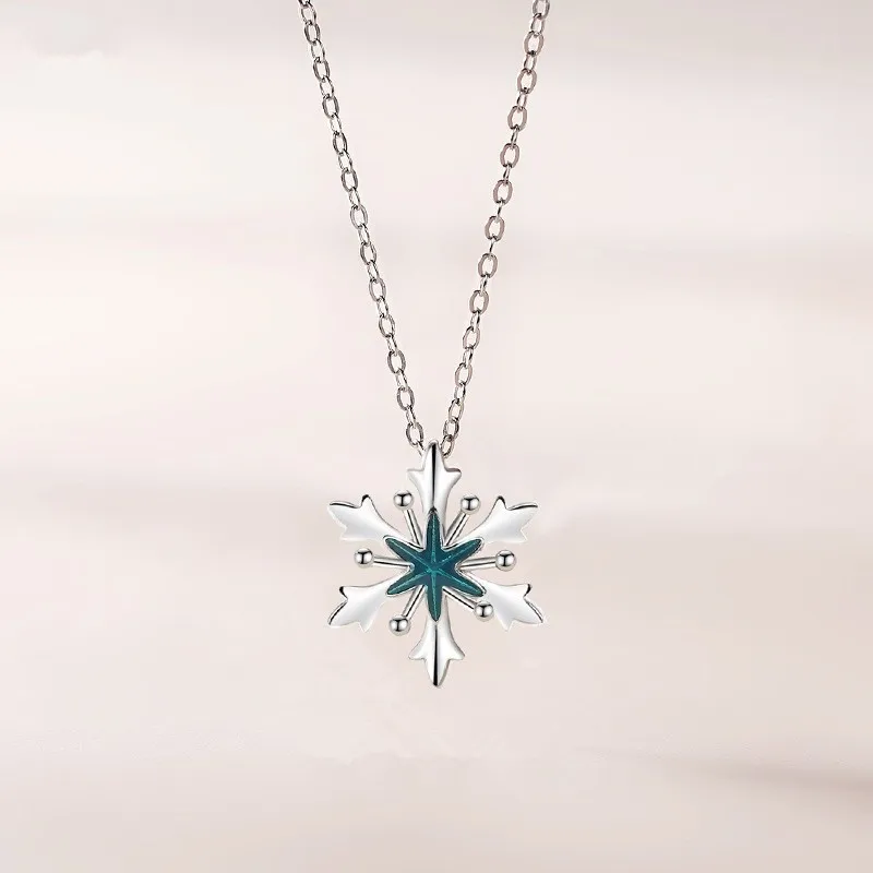 

Hexagram Snowflake Zircon Rose Gold Necklaces & Pendants Real 925 Sterling Silver Necklace For Women Fashion Chain Fine Jewelry
