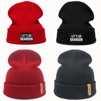 winter hats lets go brandon warm knitted beanie caps women men letters beanie haps for outdoor sport cycling hiking hat caps