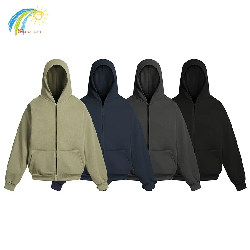 24FW лучшее качество двухслойная Толстовка Kanye West на молнии для мужчин и женщин