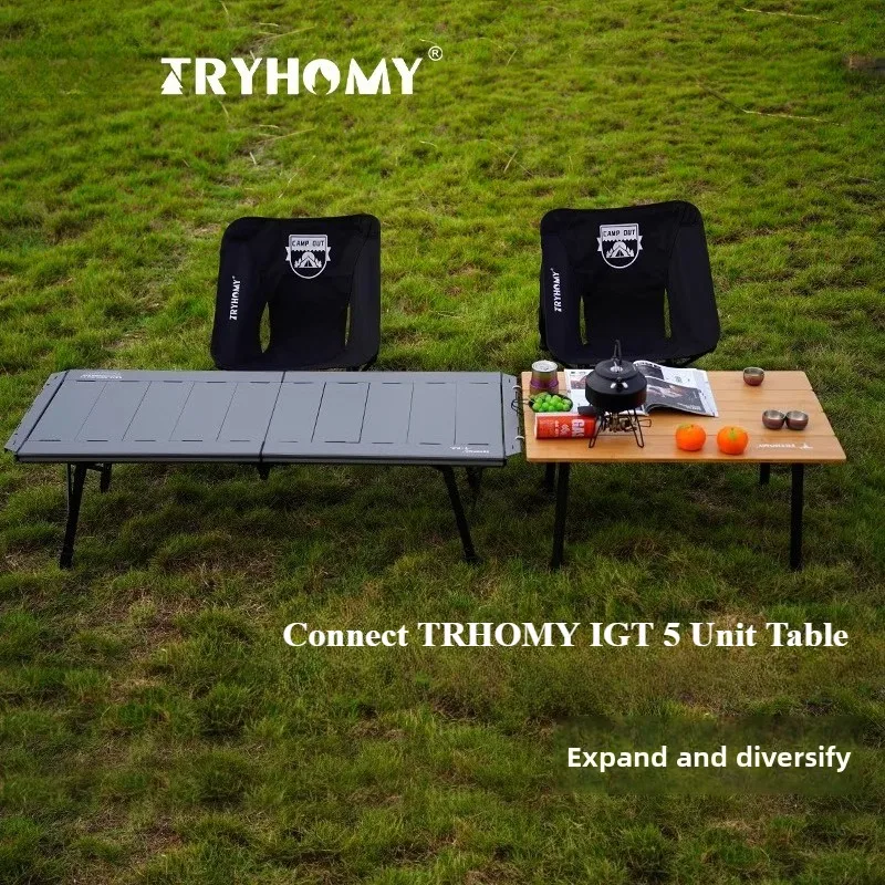 Фото Tryhomy уличный походный стол портативный складной стол из бамбукового дерева с регулируемой ножкой легкий стол для пикника и барбекю новый №4