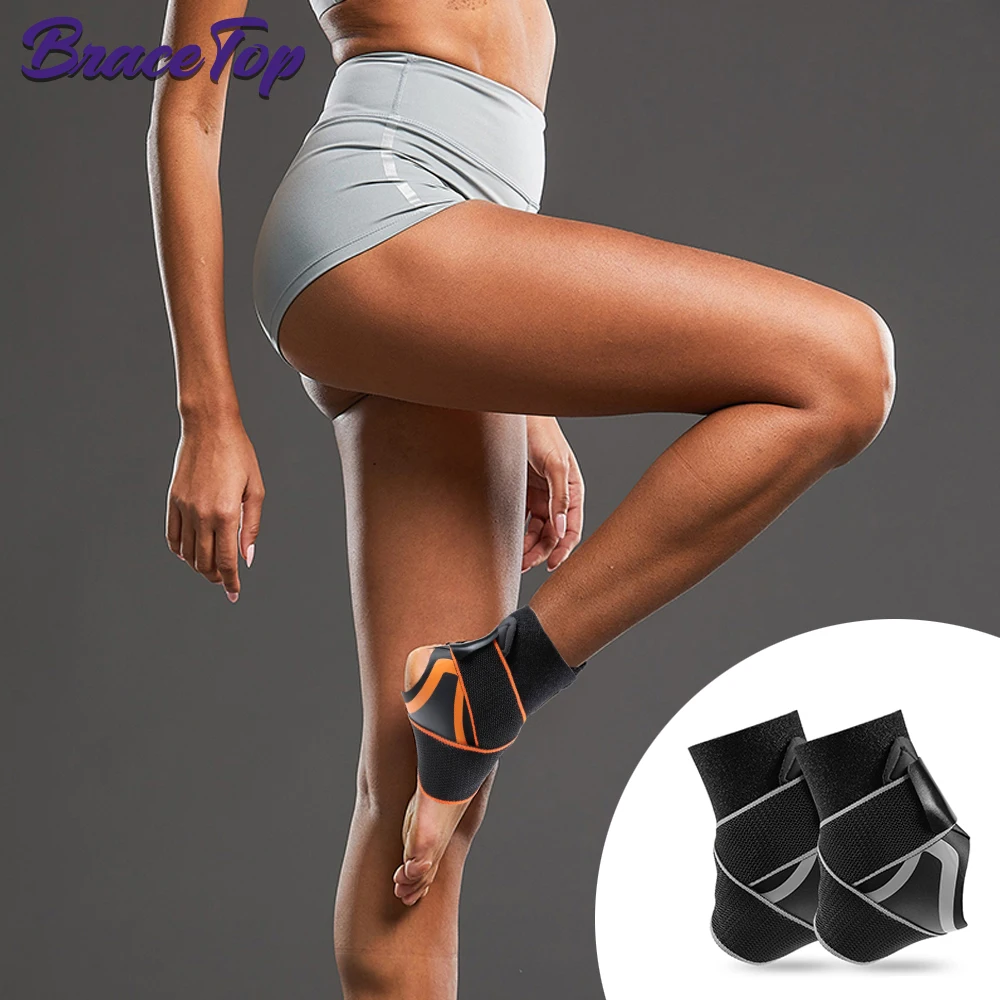 

BraceTop 1 Pair Pressurize Sports Ankle Support Brace Bandage Foot Guard Protector Adjustable Ankle Sprain Orthosis Stabilizer