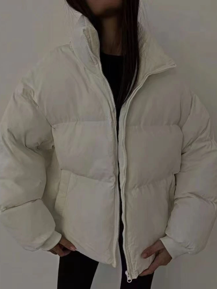 Winter Parkas for Women 2022 Fashion Stand Collar Bubble Puffer Jacket Coats Warm Thick Black Casual Female Outwear Overcoat