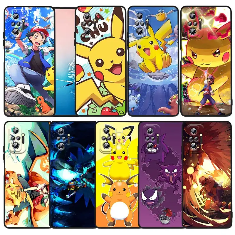 

Anime Pokemon Pikachu For Xiaomi Redmi Note 11 10S 10 9T 9S 9 8T 8 7 6 Pro Plus Max 5G Black Soft Funda Capa Phone Case