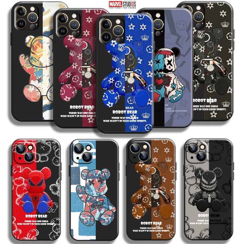 

Fashion Luxury Bear For Apple iPhone 13 12 11 Pro Mini X XR XS Max SE 5 5s 6 6S 7 8 Plus Phone Case Soft Coque Silicone Cover