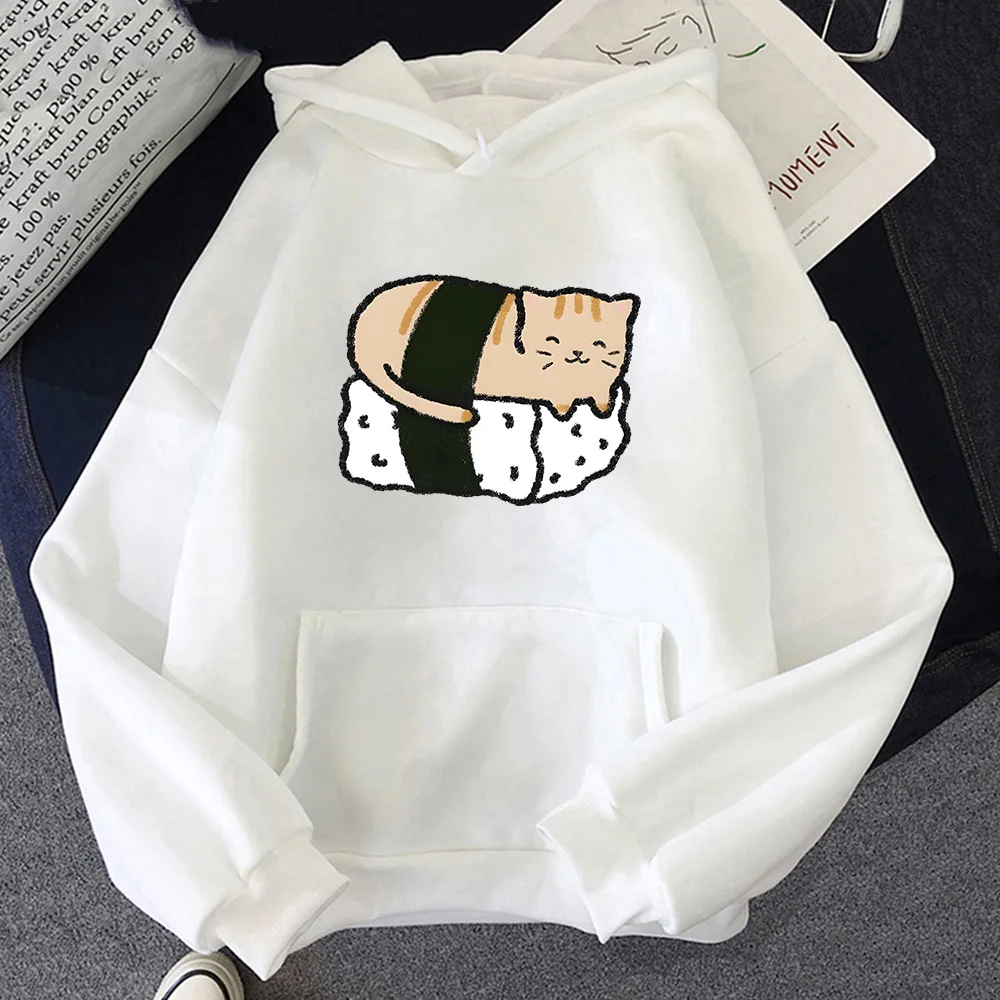 

Male/female Cute Graphic Hoodies Sushi Cat Printing Clothes Autumn Fleece Casual Sweatshirt Prevalent Streetwear Men Pullovers