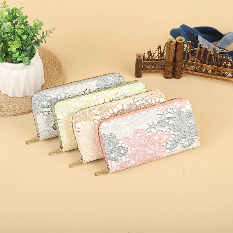 

2023 New Zipper Fashion Embroidered Wallet Large Capacity Brand Design Genuine Leather Women's Wallet Leather Women's Wallet M4