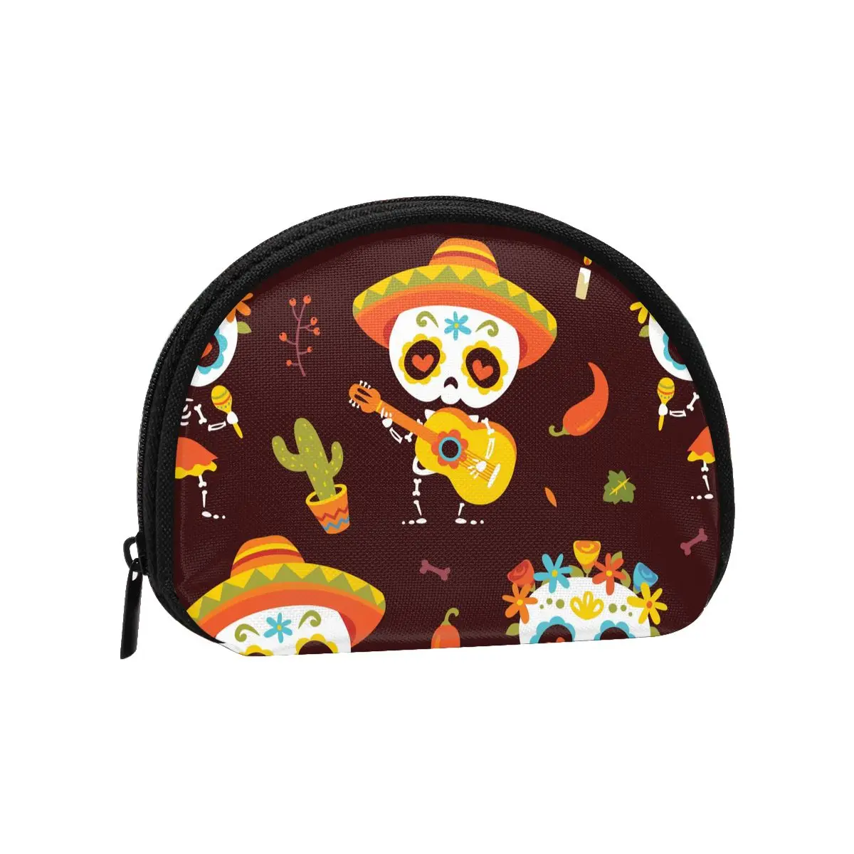 

Wallets Women Zipper Coin Purses Clutch Wallet Female Money Credit Card Holder Cartoon Style Autumn Day Dead Brown Seamless